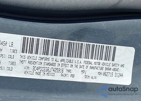 2018 Dodge Journey Gt z USA, uszkodzony, nr VIN 3C4PDCEG6JT425916